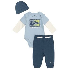 Quicksilver Baby Boy 3-piece Set Long Sleeve Jogger Hat Blue Size 3-6M